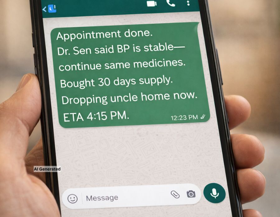 Appointment and update about the patient through message